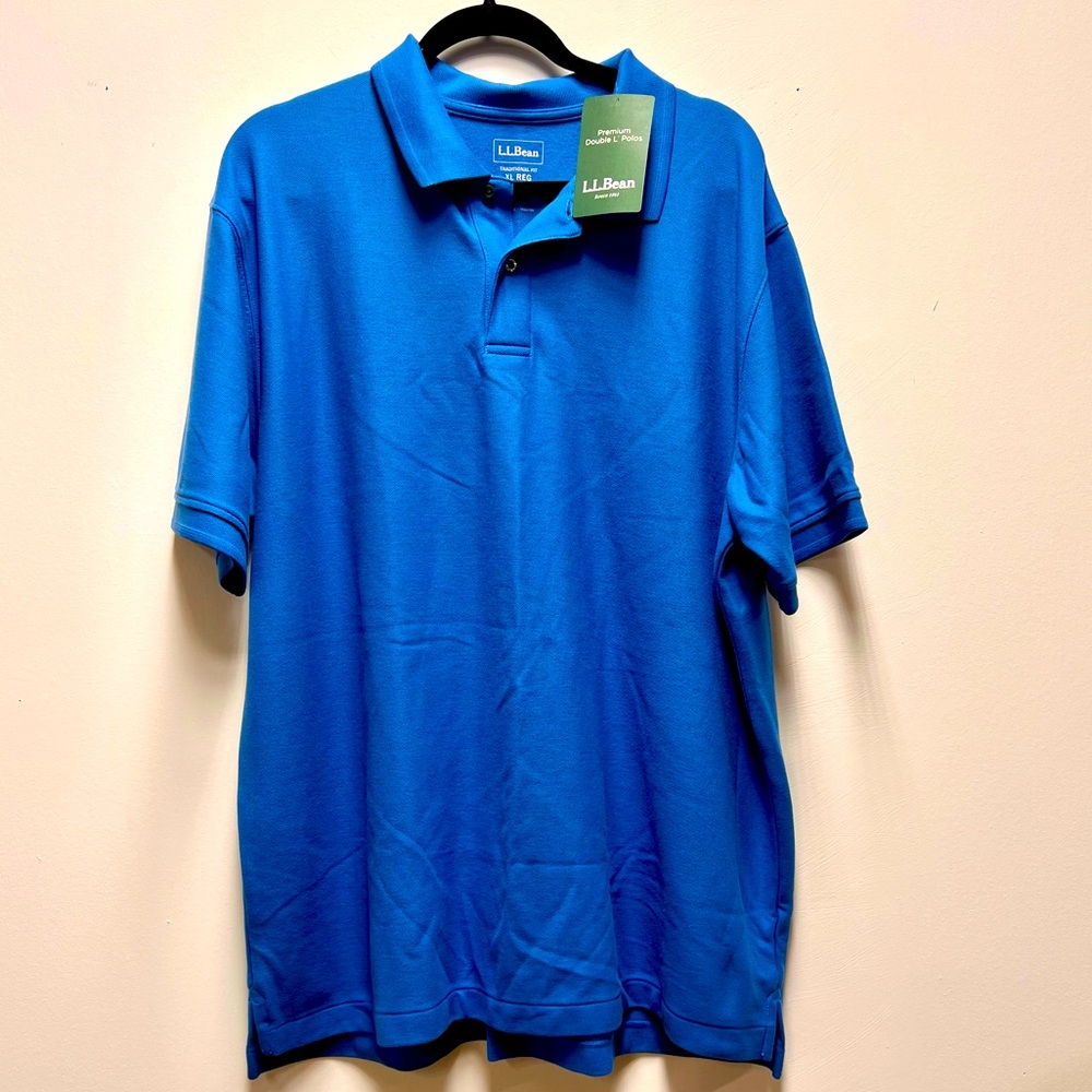 L.L.BEAN Men's Blue Premium Double L Polo Golf Short Sleeve Shirt Size XL NWT